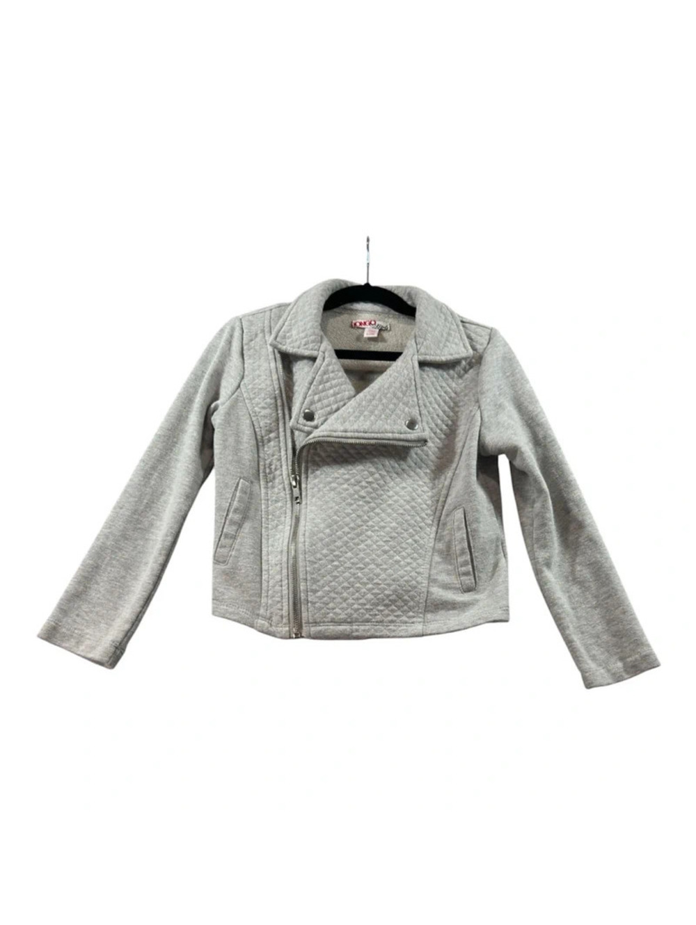 Bongo Girls Gray Quilted Moto Jacket Zip Up 7/8 E0087